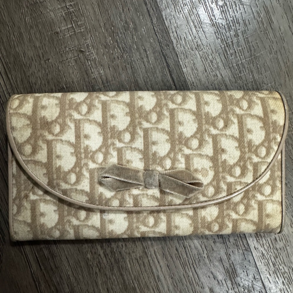 Dior Cream Clutch with Iconic Monogram Design